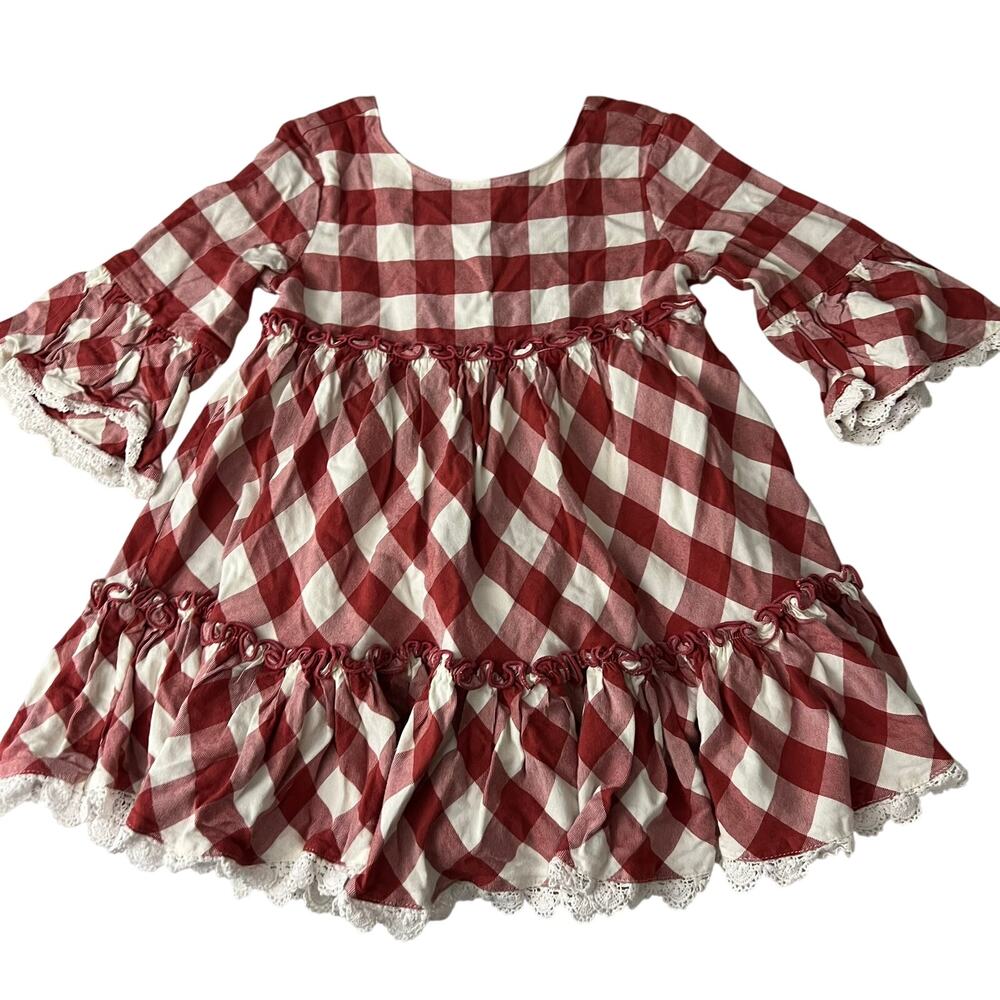 Matilda Jane Just Imagine Kassidy Girls Plaid Twill Ruffle Dress Girls Size 4